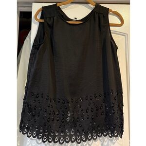 Black Boxy Embellished Tank Top